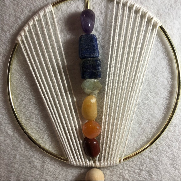 Handcrafted chakra 7 stone boho wall hanging - Picture 2 of 7